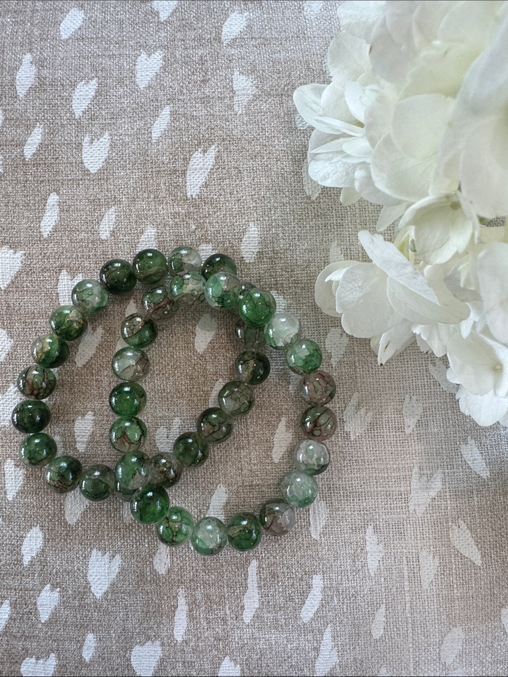 Green Beaded Stretch Bracelet Set - Elegant Women’s Fashion Jewelry